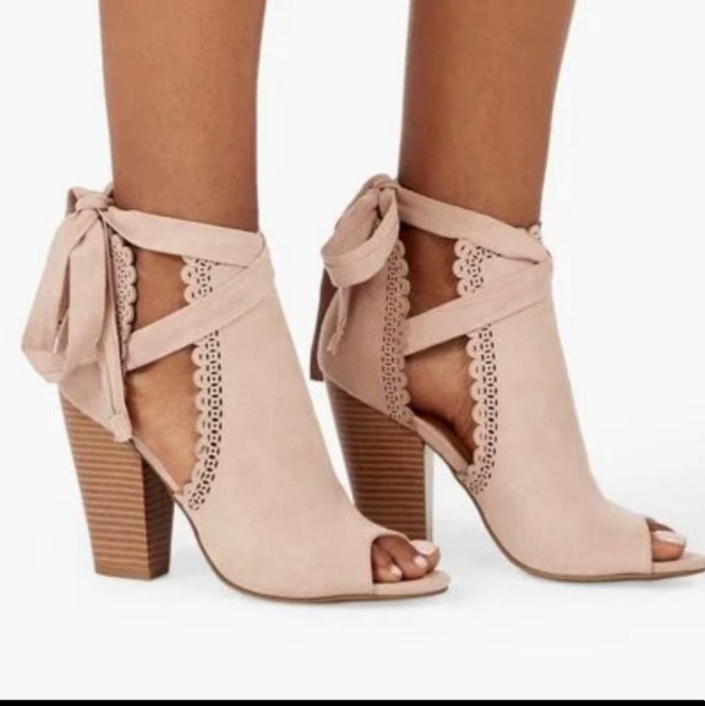 Justfab blush "just for fun" peep toe booties